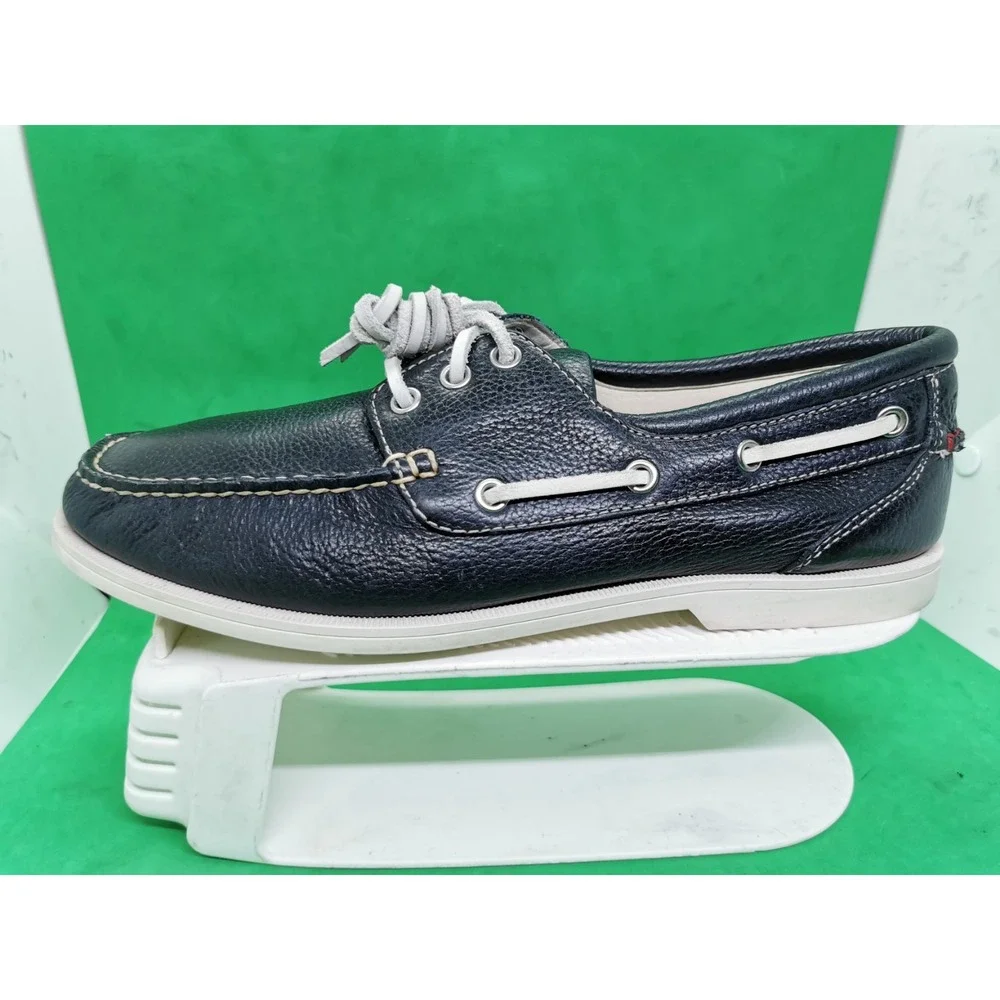Rare Cole Haan Men's Size 10.5M Navy Blue Leather Causal Slip On Boat Shoes